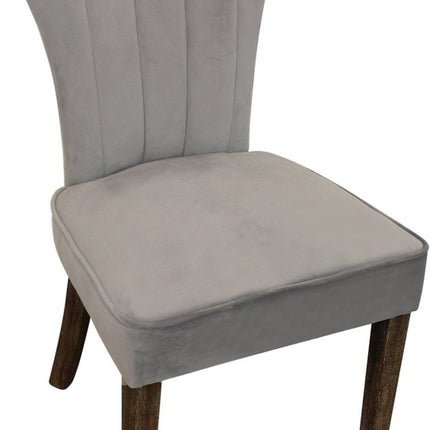 Set of Two Gray And Brown Upholstered Velvet Dining Parsons Chairs HomeRoots
