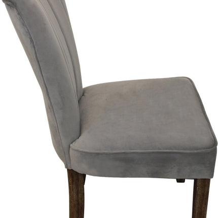 Set of Two Gray And Brown Upholstered Velvet Dining Parsons Chairs HomeRoots