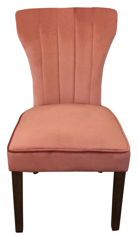 Set of Two Blush and Brown Upholstered Velvet Dining Parsons Chairs HomeRoots