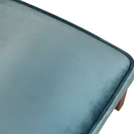 Set of Two Teal Blue and Brown Upholstered Velvet Dining Parsons Chairs HomeRoots