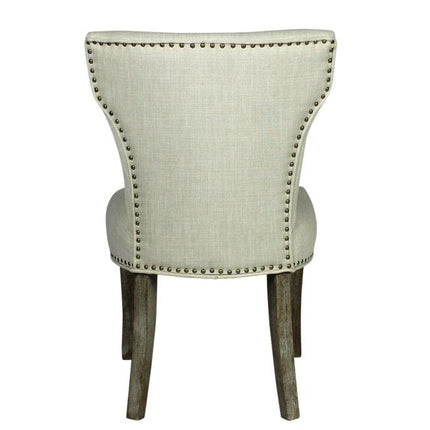 Set of Two Ivory and Brown Upholstered Fabric Dining Parsons Chairs HomeRoots