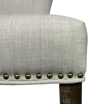 Set of Two Ivory and Brown Upholstered Fabric Dining Parsons Chairs HomeRoots
