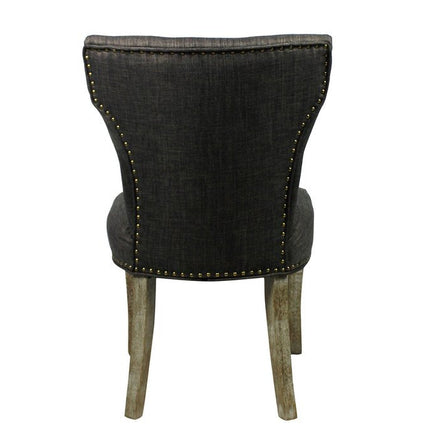 Set of Two Dark Gray And Brown Upholstered Fabric Dining Parsons Chairs HomeRoots