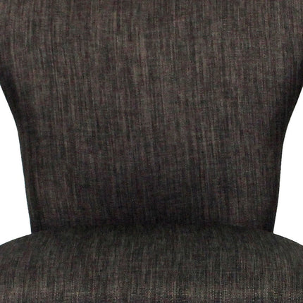 Set of Two Dark Gray And Brown Upholstered Fabric Dining Parsons Chairs HomeRoots
