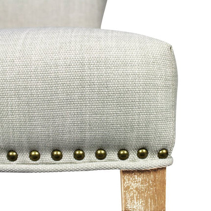 Set of Two Ivory and Natural Upholstered Fabric Dining Parsons Chairs HomeRoots