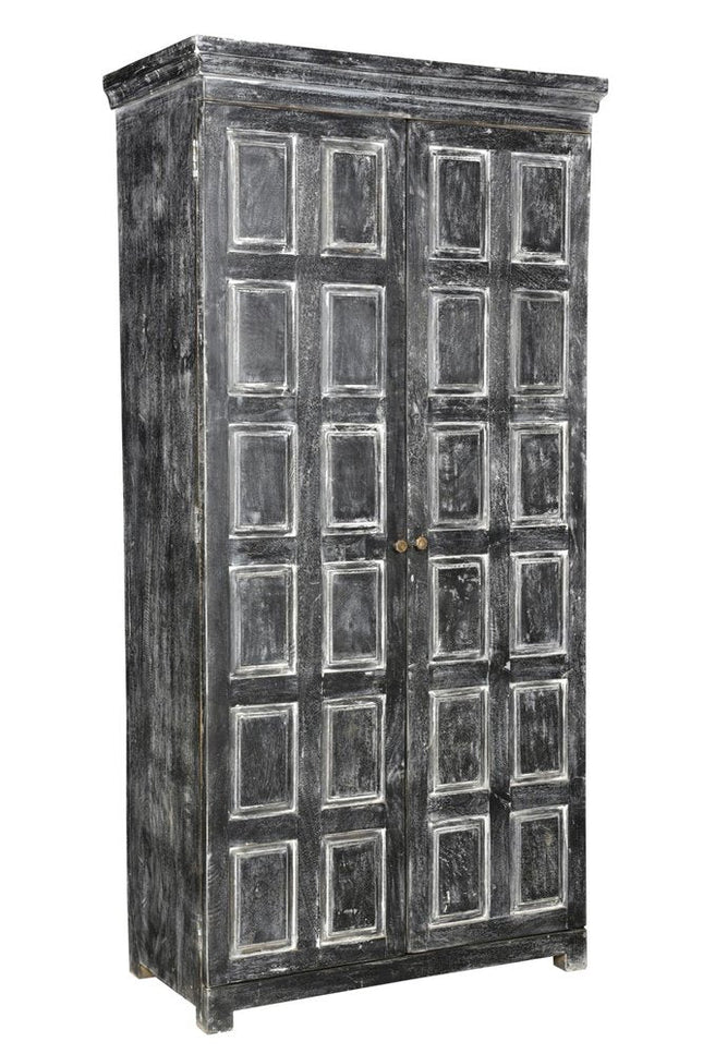 72" Dark Gray Solid Wood Pantry Or Storage Closet HomeRoots