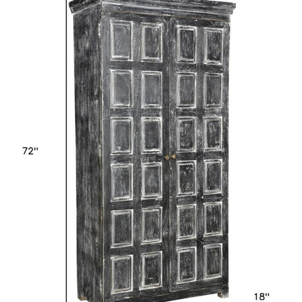 72" Dark Gray Solid Wood Pantry Or Storage Closet HomeRoots