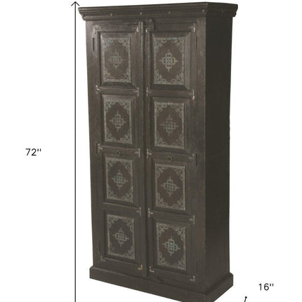 72" Dark Brown Solid Wood Pantry Or Storage Closet HomeRoots