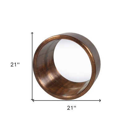 21" Copper Round Metal Framed Accent Mirror HomeRoots