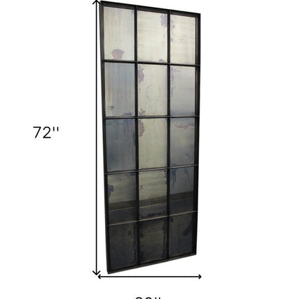 72" Black Metal Framed Full Length Antiqued Glass Hanging Mirror HomeRoots