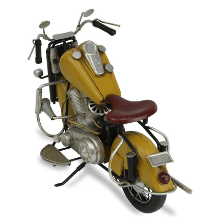 8" Yellow and Black Metal Hand Painted Model Motorcycle Tabletop Sculpture HomeRoots