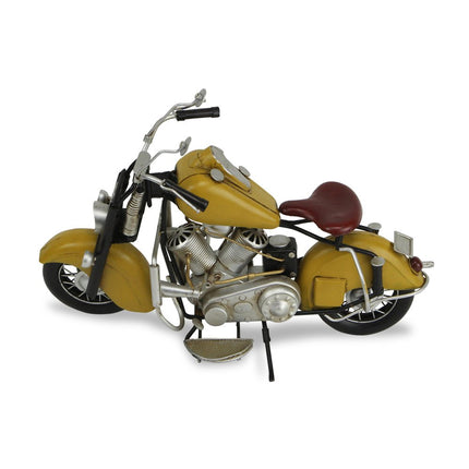 8" Yellow and Black Metal Hand Painted Model Motorcycle Tabletop Sculpture HomeRoots