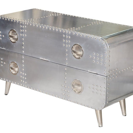 44" Silver Aluminum Enclosed Storage TV Stand