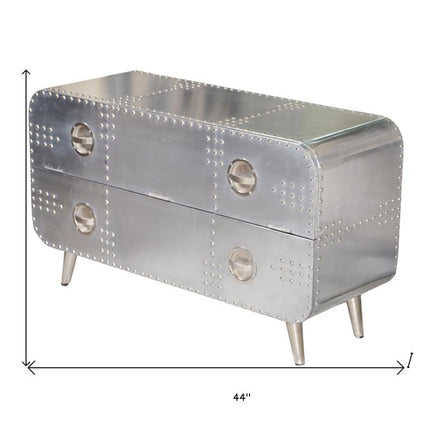 44" Silver Aluminum Enclosed Storage TV Stand