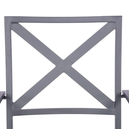 Set of Two Dark Gray Aluminum Outdoor Stacking Dining Chairs with Light Gray Cushion HomeRoots