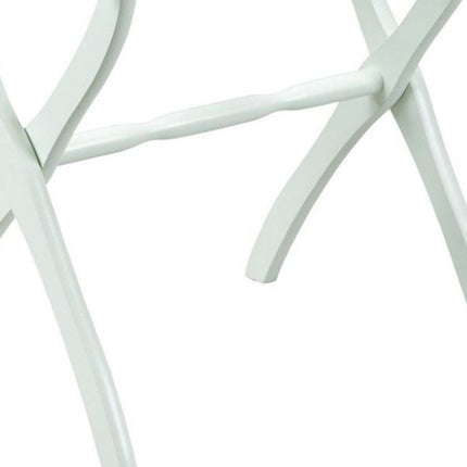 White Folding Luggage Rack With White Straps HomeRoots