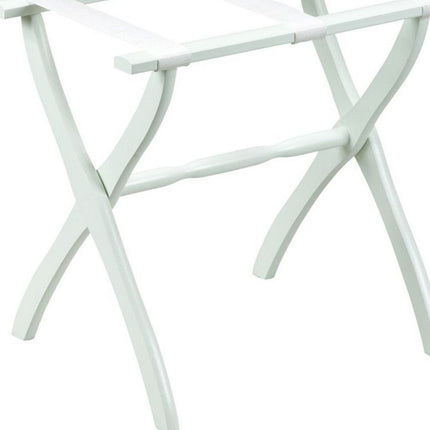 White Folding Luggage Rack With White Straps HomeRoots