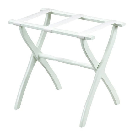 White Folding Luggage Rack With White Straps HomeRoots