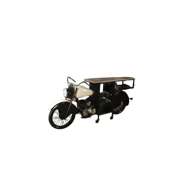 Black and White Metal And Solid Wood Rolling Bar Cart With Wine Storage HomeRoots