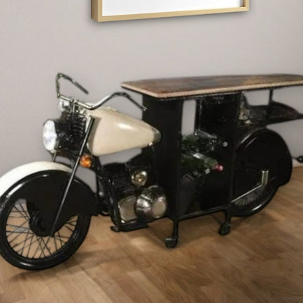 Black and White Metal And Solid Wood Rolling Bar Cart With Wine Storage