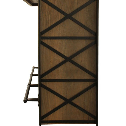 55" Gray and Black Solid Wood Sled Console Table With Storage With Storage