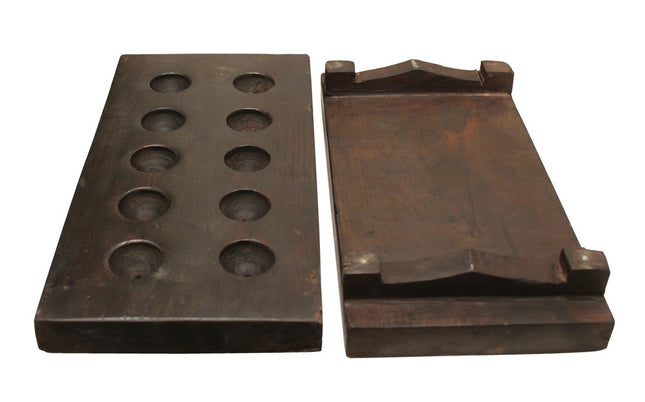 2" Brown Wood Geometric Tabletop Dish Candle Holder HomeRoots