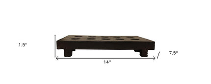 2" Brown Wood Geometric Tabletop Dish Candle Holder HomeRoots