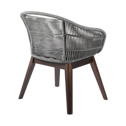 27" Gray Solid Wood Outdoor Dining Chair with Gray Cushion HomeRoots