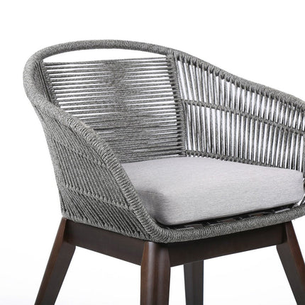 27" Gray Solid Wood Outdoor Dining Chair with Gray Cushion HomeRoots