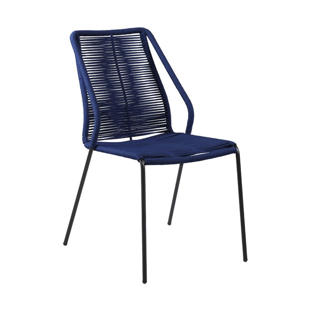 Set of Two 22" Blue Metal Outdoor Dining Chair HomeRoots