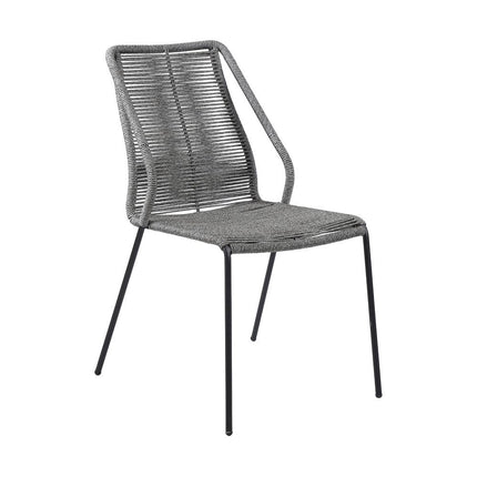 Set of Two 22" Gray Metal Outdoor Dining Chair HomeRoots