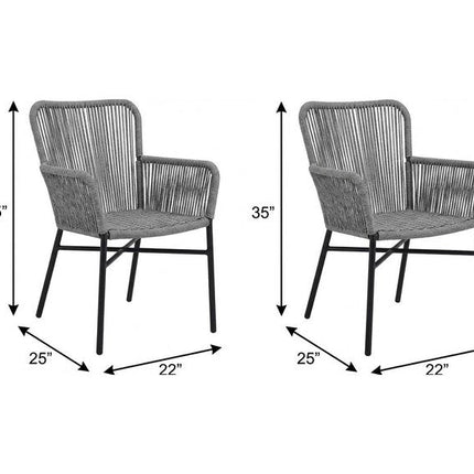 Set of Two 22" Gray Metal Outdoor Dining Chair HomeRoots
