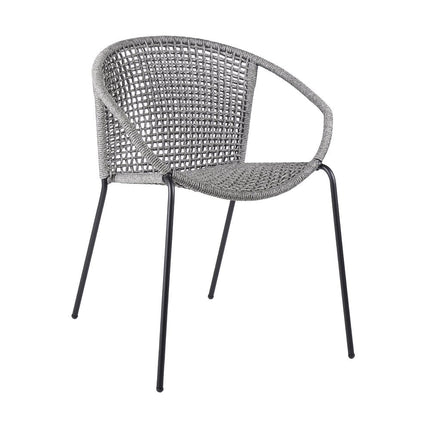 Set of Two 25" Gray Metal Outdoor Dining Chair HomeRoots