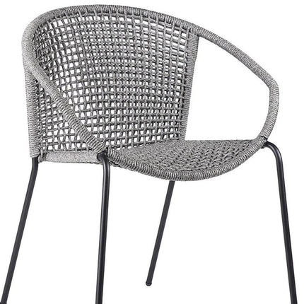 Set of Two 25" Gray Metal Outdoor Dining Chair HomeRoots