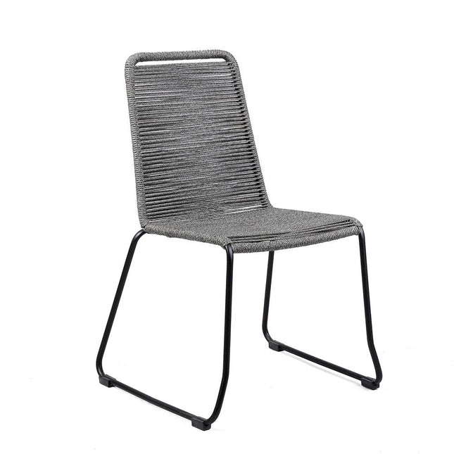 Set of Two 23" Gray Metal Outdoor Dining Chair HomeRoots