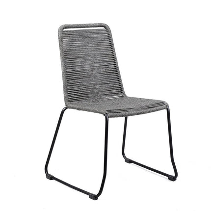 Set of Two 23" Gray Metal Outdoor Dining Chair HomeRoots