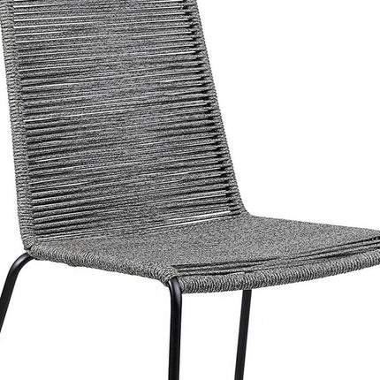 Set of Two 23" Gray Metal Outdoor Dining Chair HomeRoots
