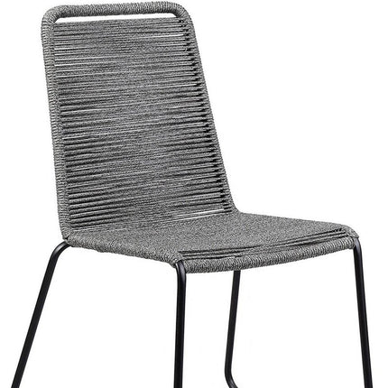 Set of Two 23" Gray Metal Outdoor Dining Chair HomeRoots