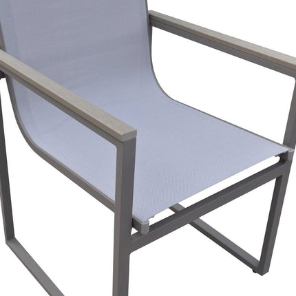 Set of Two 22" Light Gray Metal Outdoor Dining Chair HomeRoots