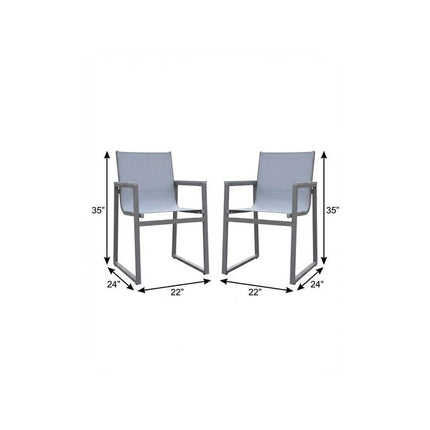 Set of Two 22" Light Gray Metal Outdoor Dining Chair HomeRoots