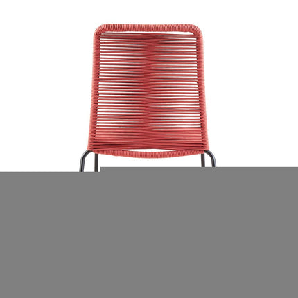 Set of Two 23" Red Metal Outdoor Dining Chair HomeRoots