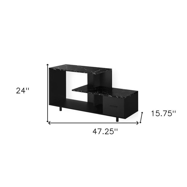 47" Black Cabinet Enclosed Storage TV Stand HomeRoots