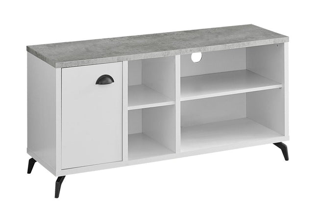 47" Gray And White Wood Enclosed and Open Storage TV Stand HomeRoots