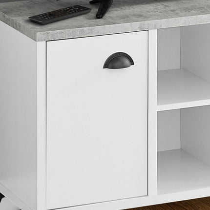 47" Gray And White Wood Enclosed and Open Storage TV Stand HomeRoots