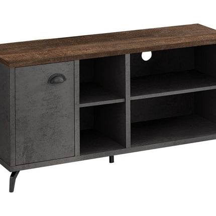 47" Brown And Gray Distressed Reclaimed Wood Enclosed and Open Storage TV Stand HomeRoots