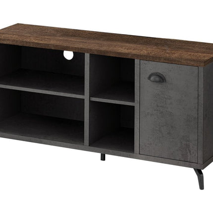 47" Brown And Gray Distressed Reclaimed Wood Enclosed and Open Storage TV Stand HomeRoots