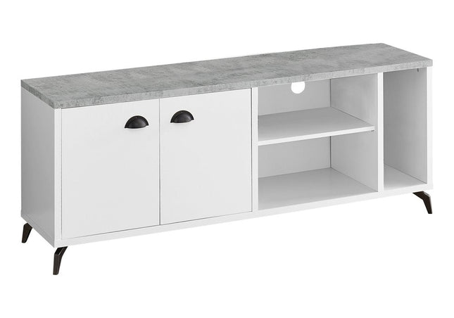 60" White Cabinet Enclosed Storage TV Stand HomeRoots