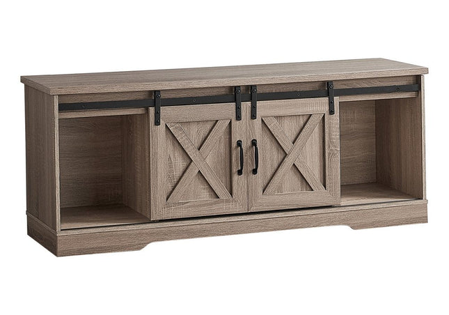 59" Deep Taupe Cabinet Enclosed Storage TV Stand HomeRoots