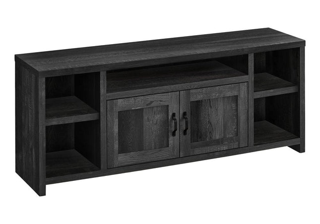 59" Black Cabinet Enclosed Storage TV Stand HomeRoots