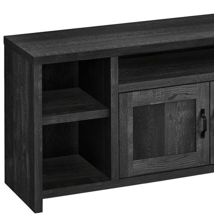 59" Black Cabinet Enclosed Storage TV Stand HomeRoots